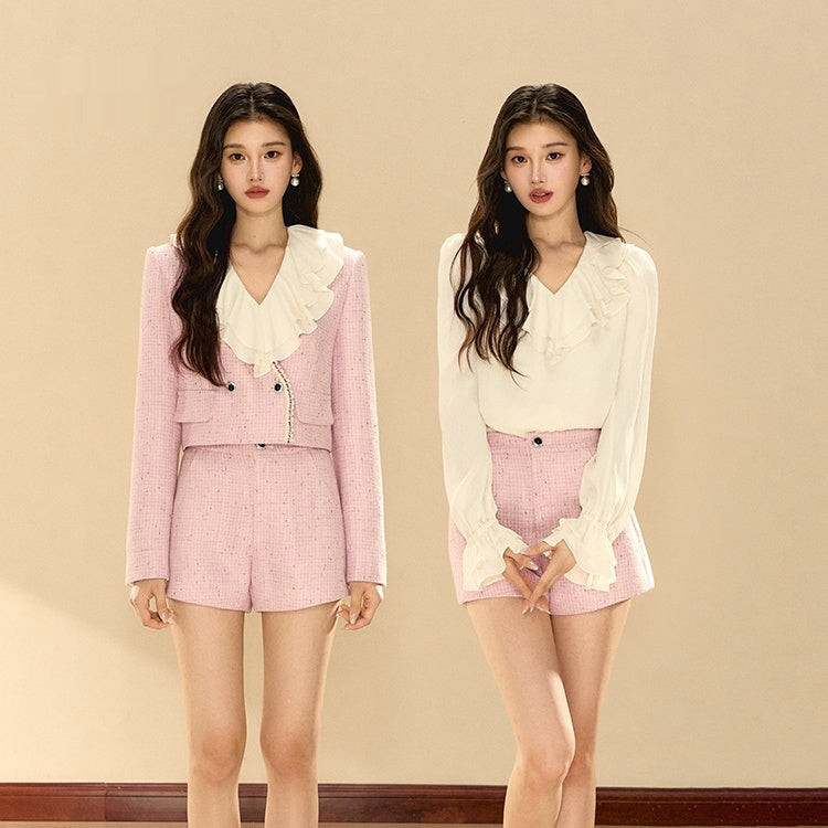 Purple Tulle Short Coat and Shorts Fashion Suit for Women