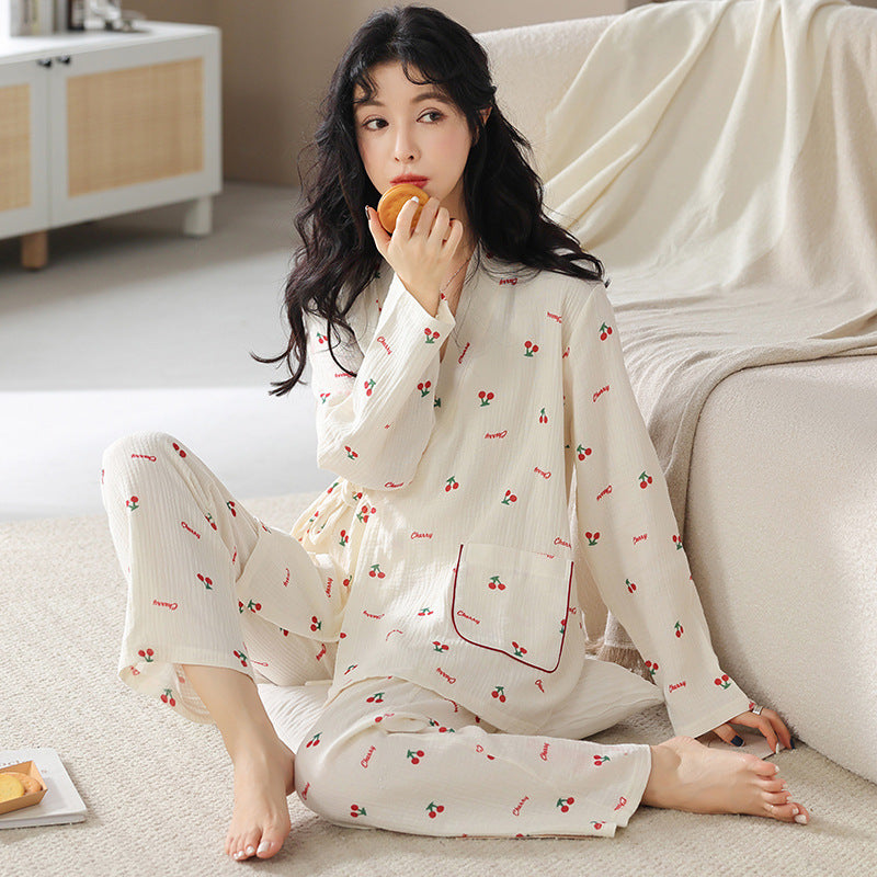 Women’s Long Sleeve Cotton Nursing Pajama Set
