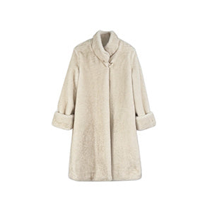 Winter Women's Faux Mink Fur Coat with Stand Collar and Buttons