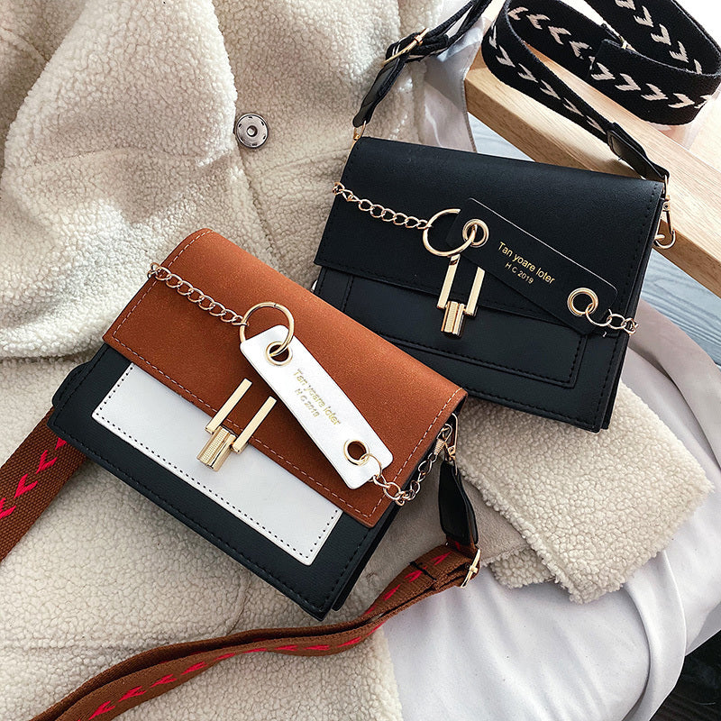 Textured PU Crossbody Bag Small Square Cover Closure