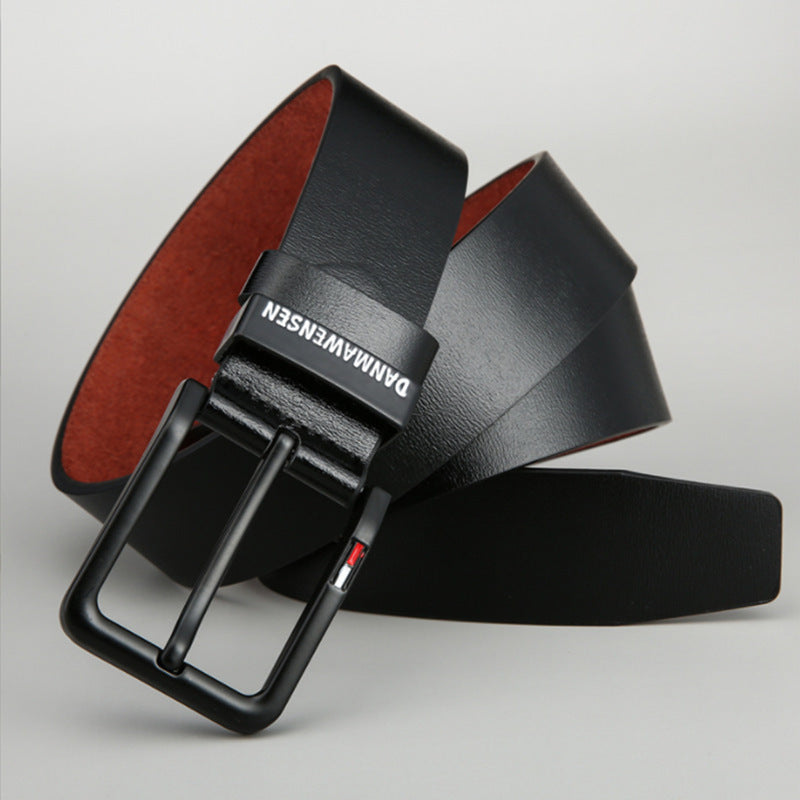 Men's Simple Style PU Leather Belt with Square Iron Buckle 120cm