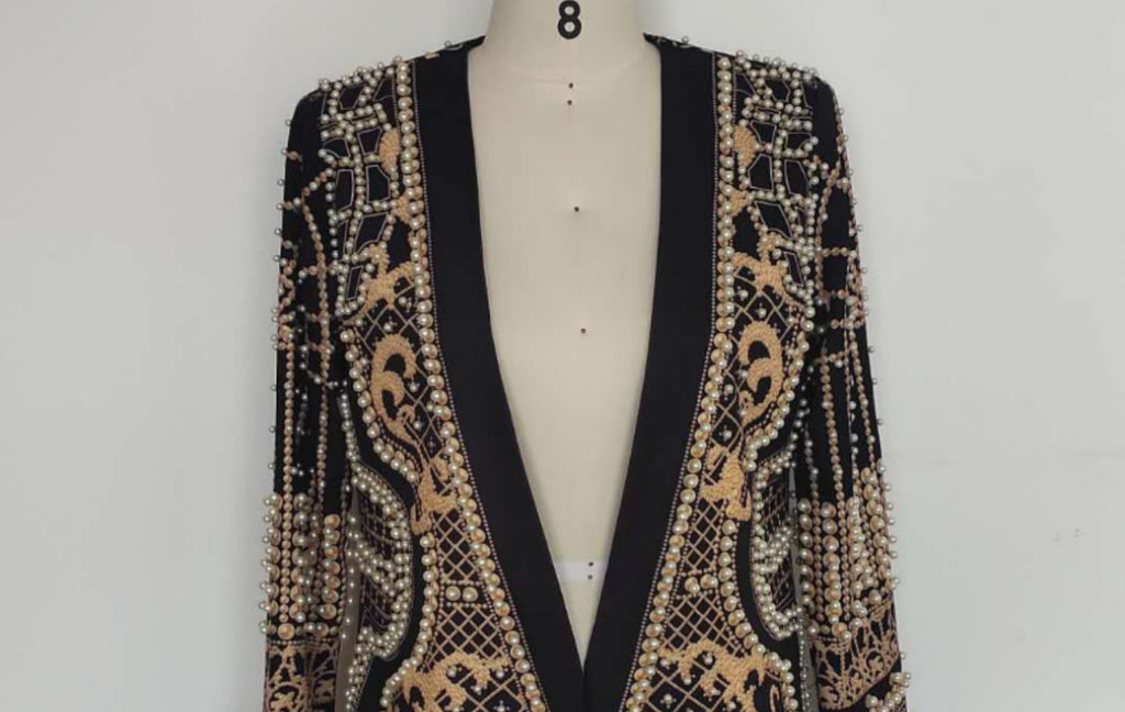 Women's Padded Suit Jacket with Bubble Bead Printing
