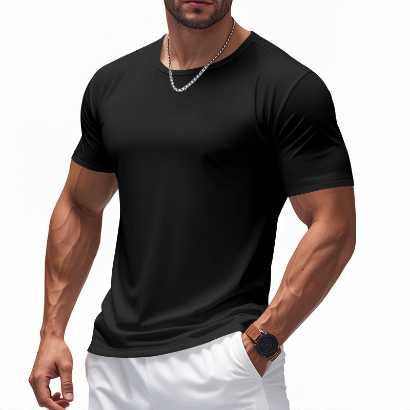T-shirt de sport à manches courtes et col rond, séchage rapide, pour le marathon