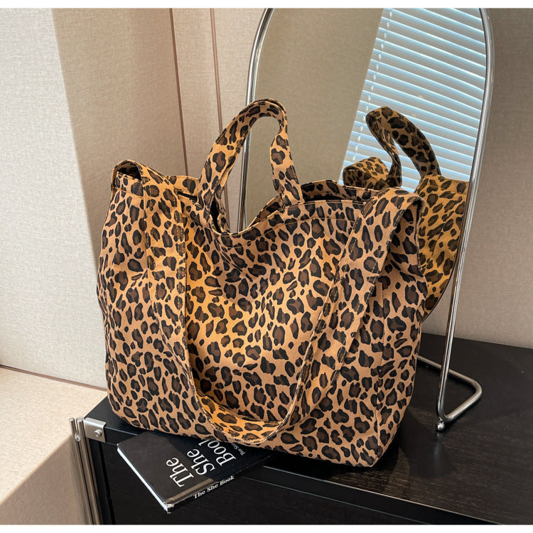 Leopard Print Canvas Commuter Crossbody Bag for Women