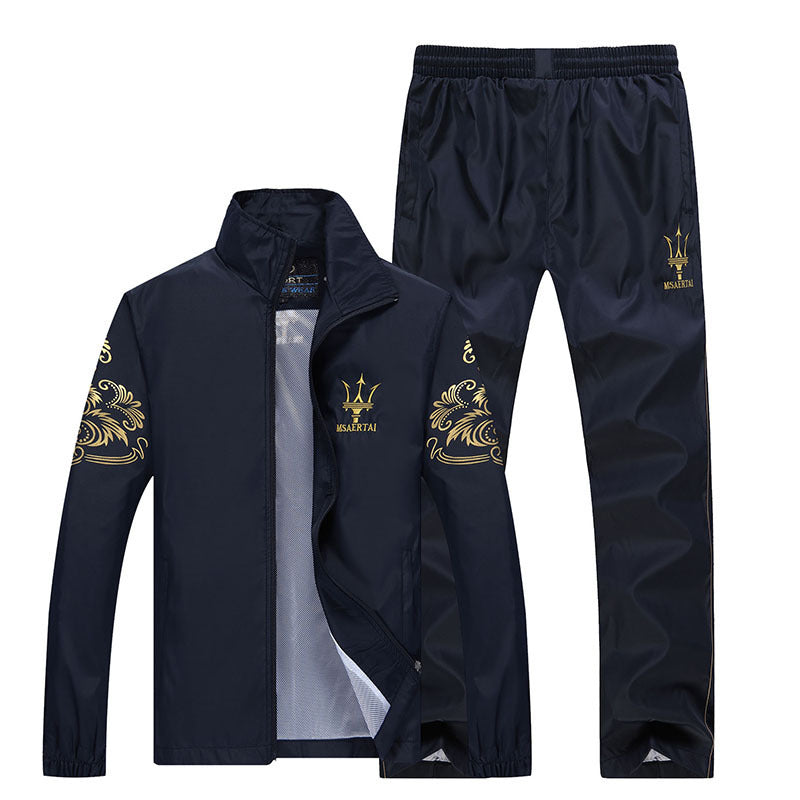 Ensemble de sport d'extérieur grande taille pour homme en polyester bleu