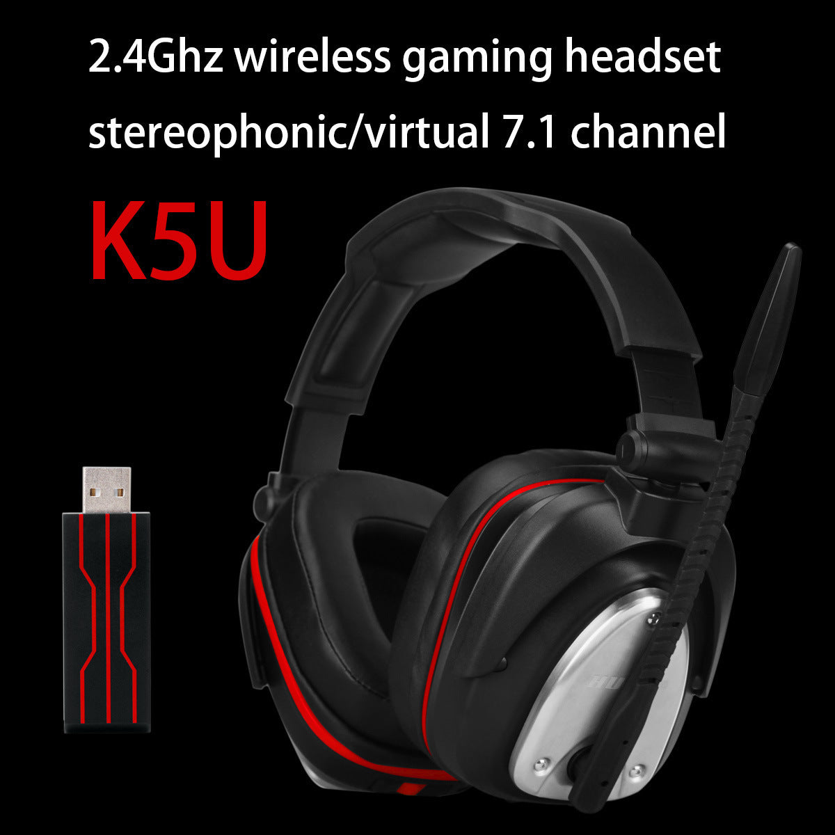 HUHD Wireless Gaming Headset with 2.4G Hi-Fi Sound and 6-Hour Battery