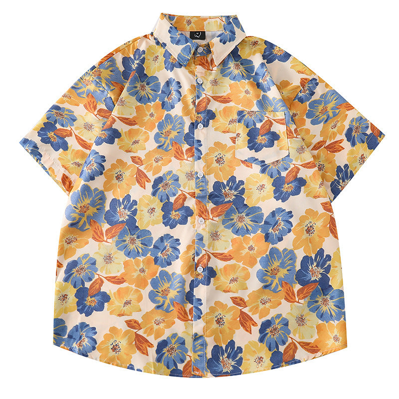 Women's Retro Girly Printed Short-Sleeve Shirt Polyester S-XXXL