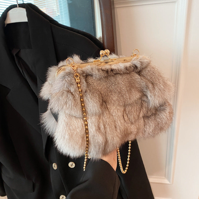 Imitation Fox Fur Women's Plush Shoulder Bag