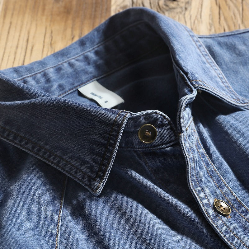 Chemise à manches longues en jean à carreaux coupe décontractée pour couples