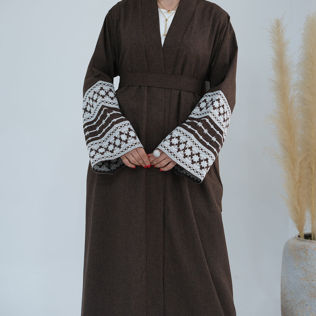 Embroidered Elegant Cardigan Robe for Middle East Saudi Turkey Dubai