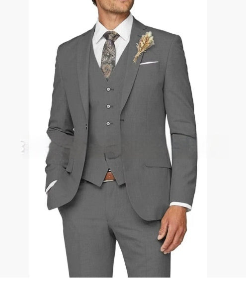 Ensemble de costume trois pièces décontracté ajusté pour homme