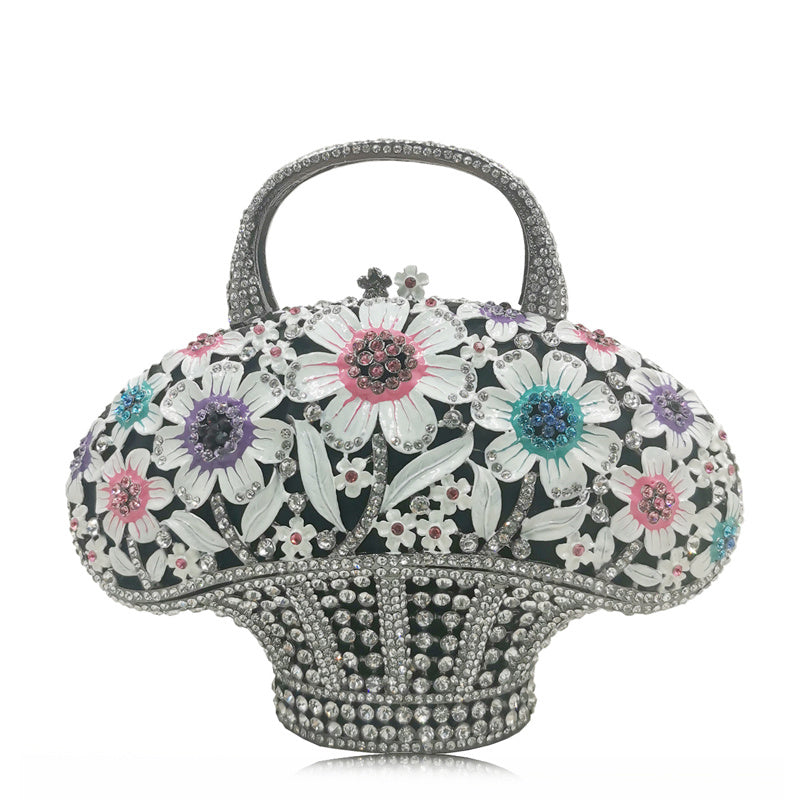 Diamond Mini Women's Flower Basket Bag 18x20x9cm