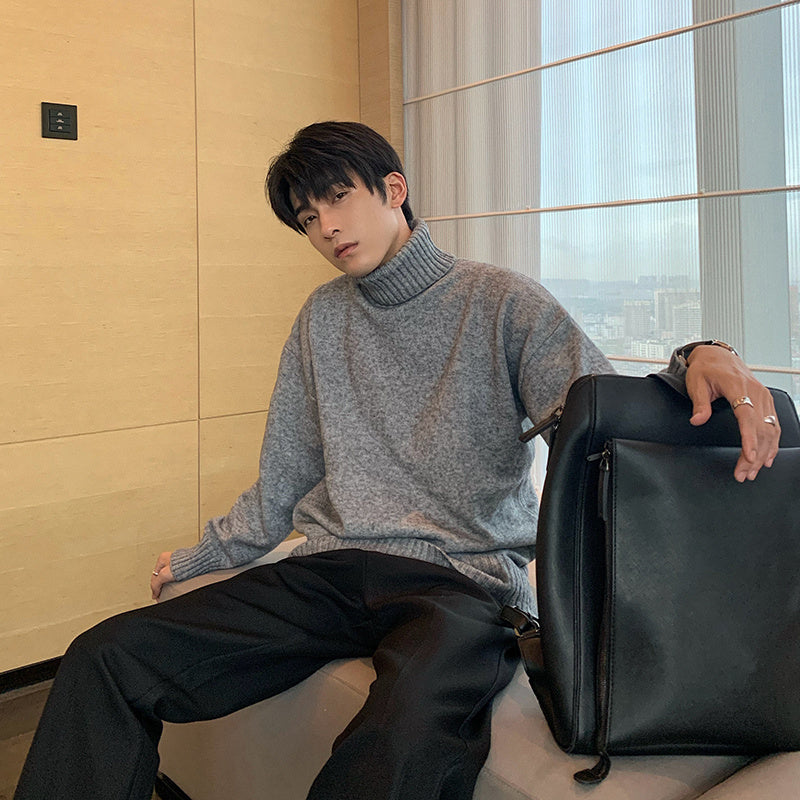 Winter Loose Turtleneck Sweater for Men with High Collar
