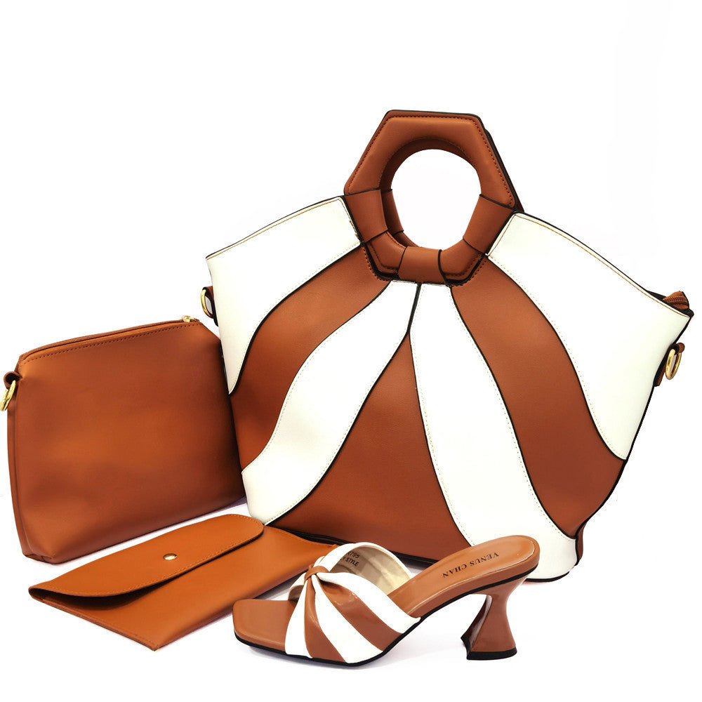 Ladies Fashion European & American PU Handbag and High Heel Set