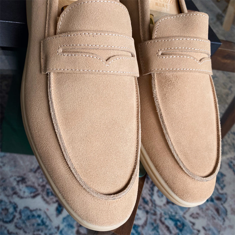 Handmade Genuine Leather Men's Casual Apricot Shoes Size 38-44