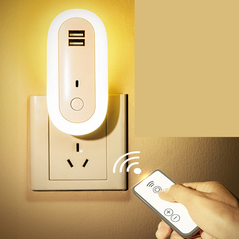 USB Remote Control LED Wall Lamp with Timing and Dimming Night Light Socket