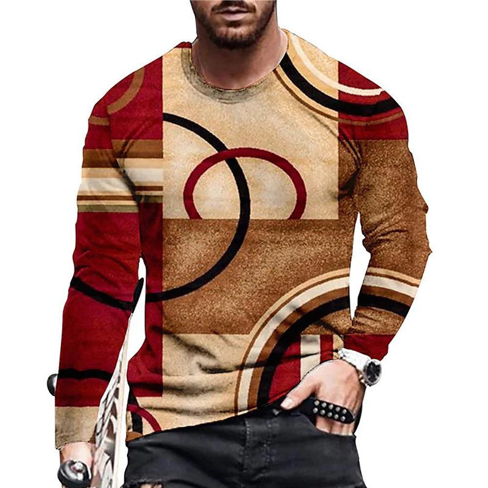 Men's 3D Digital Printed Camouflage Round Neck T-Shirt Long Sleeve Plus Size