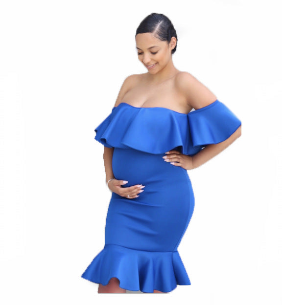Women’s Elastic Ruffle Maternity Dress