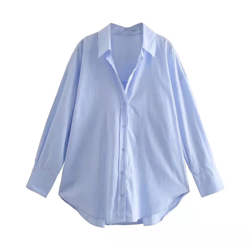 Chemise Popeline Multi-Couleur Décontractée Urbaine Manches Longues Fibre de Polyester