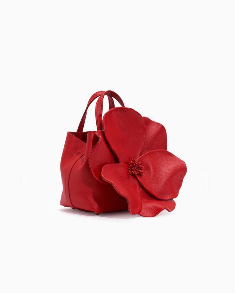 Sac cabas en PU avec fleur pétale de style français, sac à bandoulière