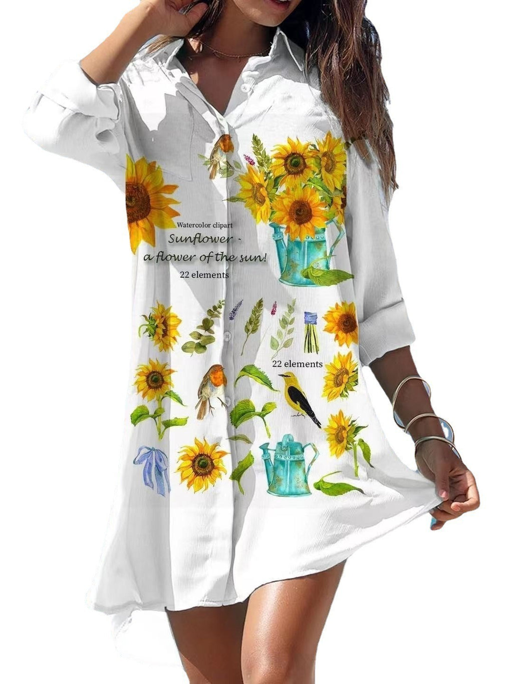 Robe chemise de plage imprimée grande taille avec protection solaire pour femme