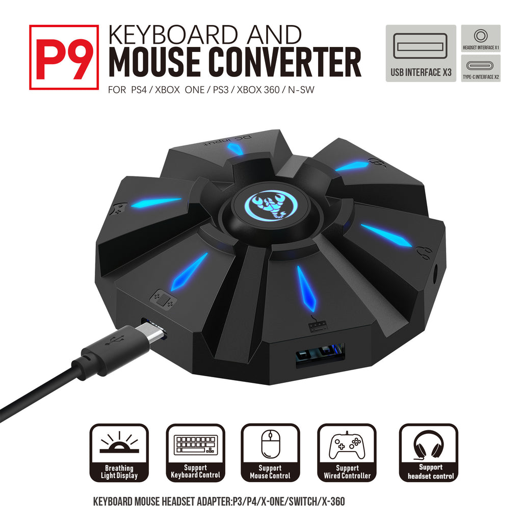 مجموعة محول لوحة المفاتيح والماوس لجهاز PS4 و Xbox One و N-Switch مع شحن تايب سي