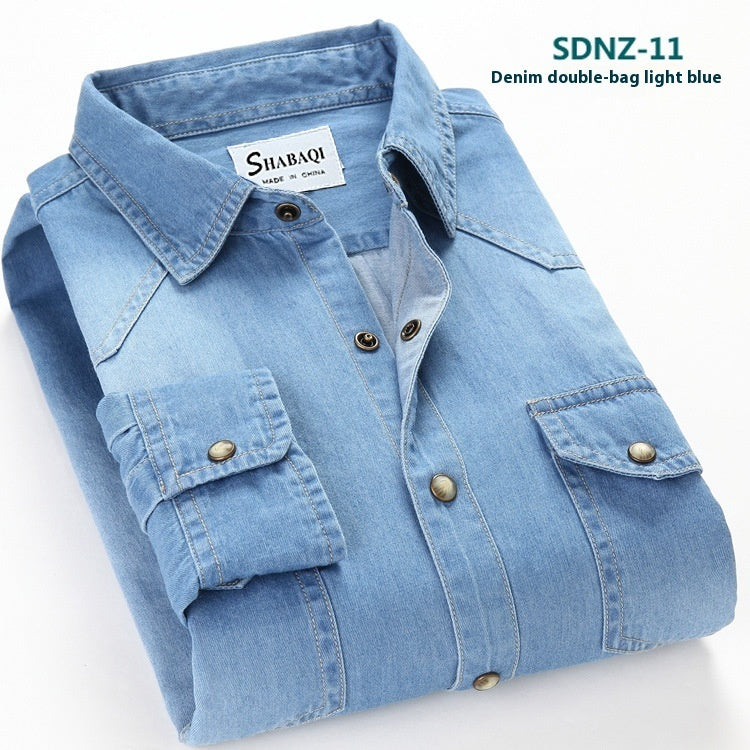 Chemise en jean de coton à manches longues pour homme