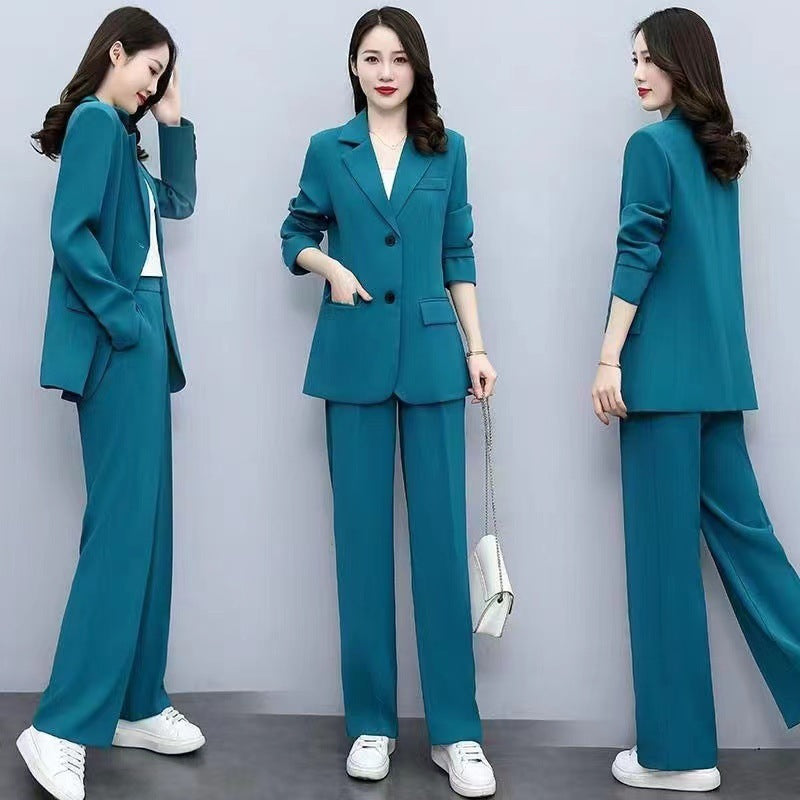 Tailleur pantalon deux pièces pour femme à jambes larges