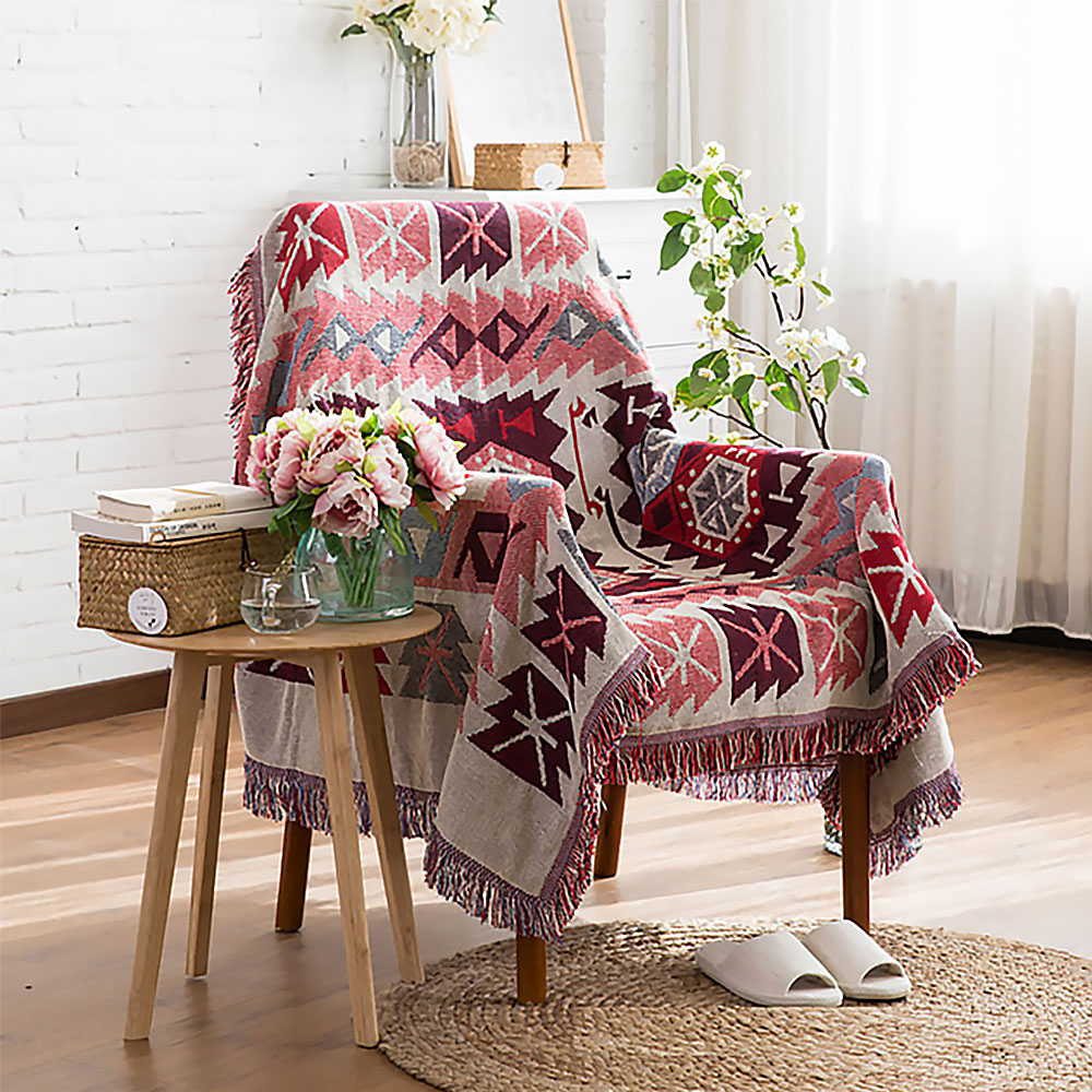 بطانية سفر محبوكة على الطراز الاسكندنافي للأريكة، مناسبة للقيلولة