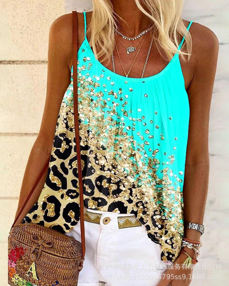 Women's Sling Color Plaid Printed Top