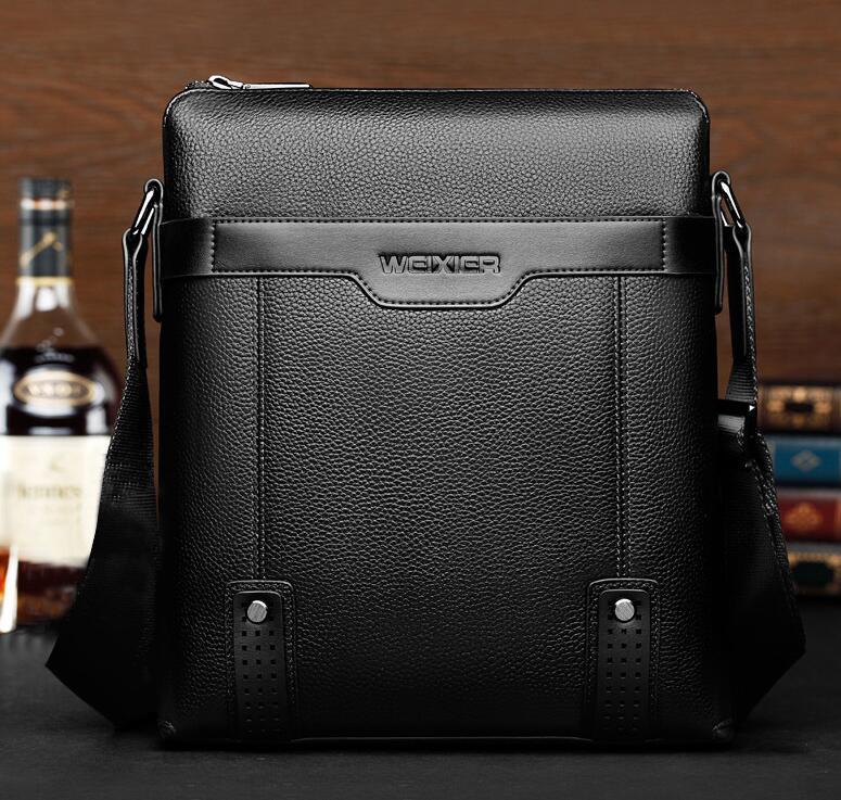 Men's PU Leather Fashion Messenger Shoulder Bag with Zipper Closure