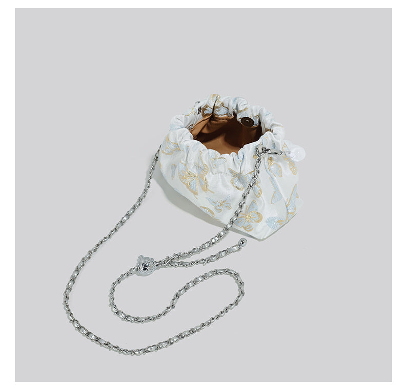 Bow Chain Bucket Crossbody Bag for Women