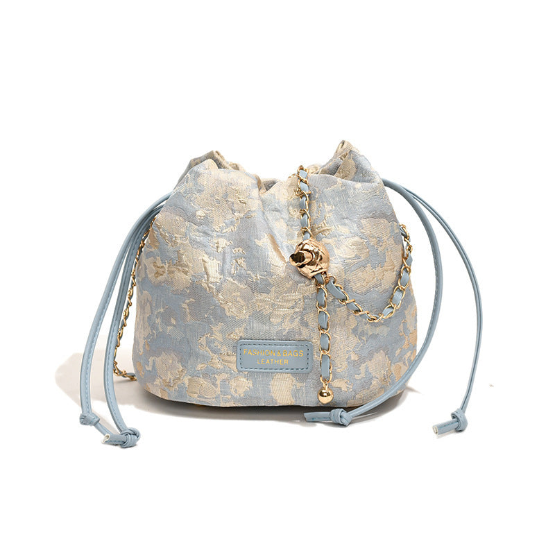 Woven Embroidered Jacquard Chain Crossbody Bag for Women