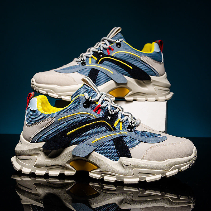Men’s Colorful Trendy Sneakers with Rubber Sole and Leather Stitching