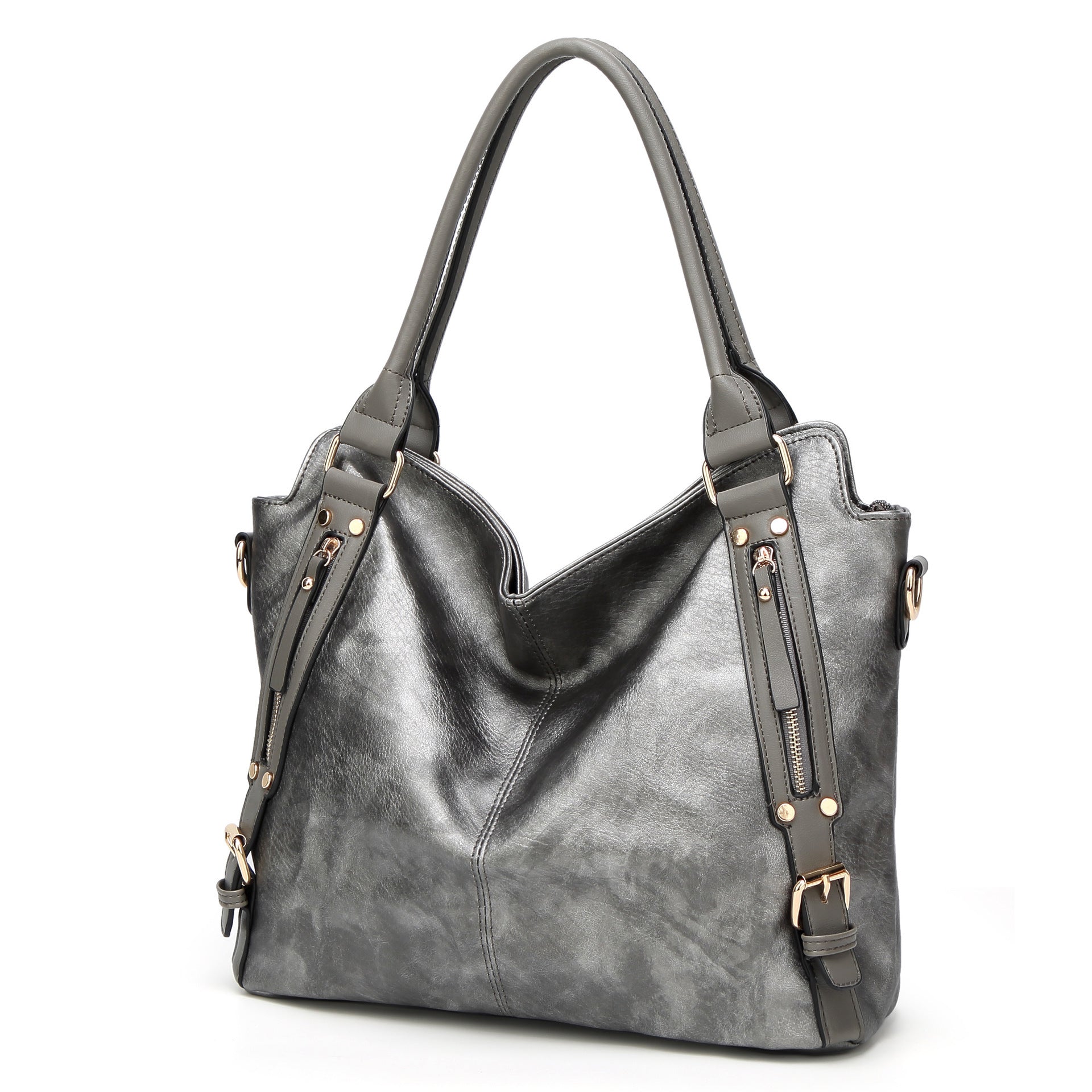 Sac fourre-tout vintage en cuir PU pour femme 33x13x30cm