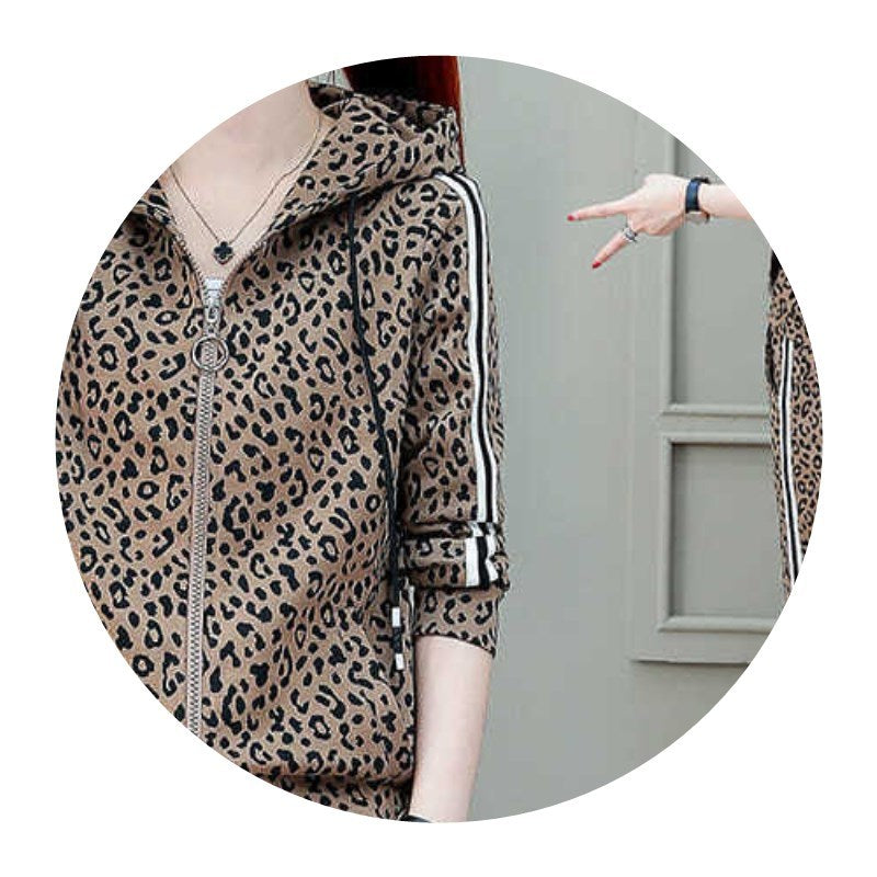 Leopard Print Slimming Sportswear Two-piece Suit