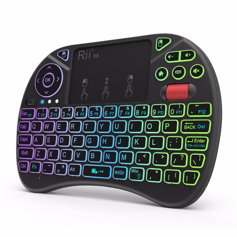 i8X Wireless Black Mini Keyboard with Touchpad and Dual Mouse Buttons