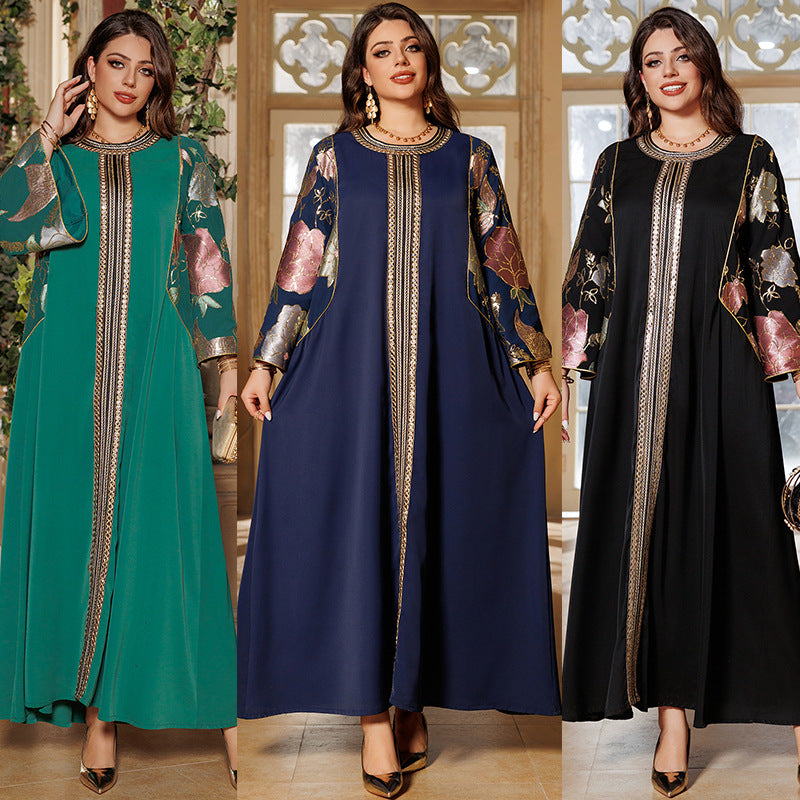 Elegant Abaya Dress Sequin Embroider Sequined Women's Clothing