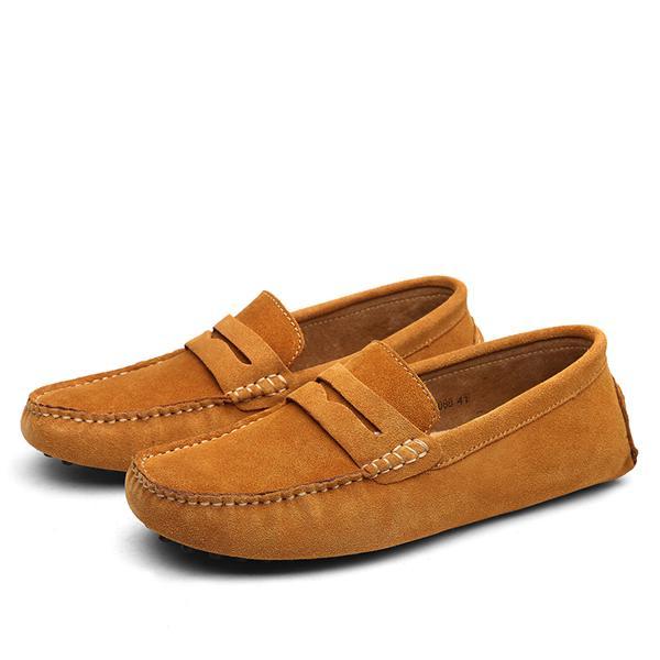 Men's Casual Cowhide Leather Shoes with Rubber Sole