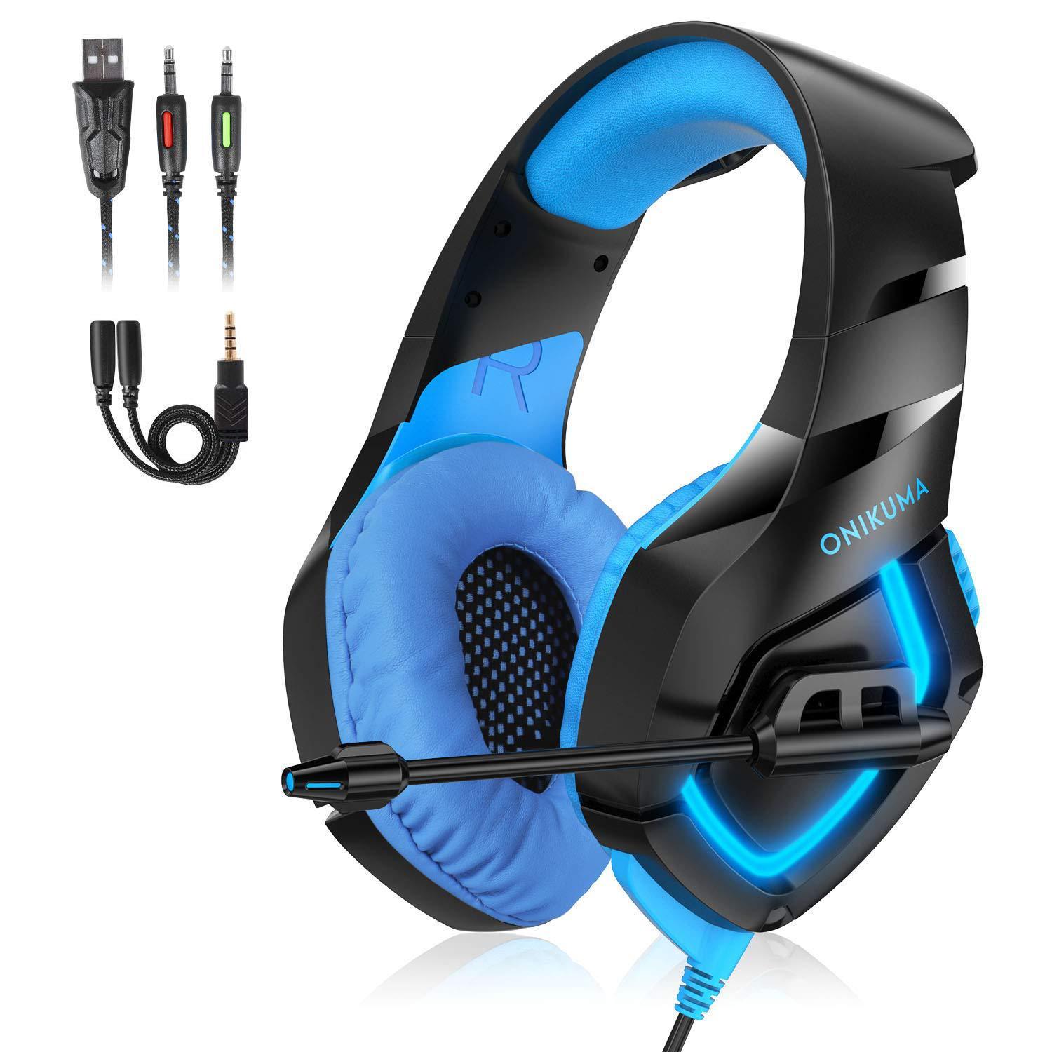 Gaming Headset with 50mm Speakers and 3.5mm + USB Jack