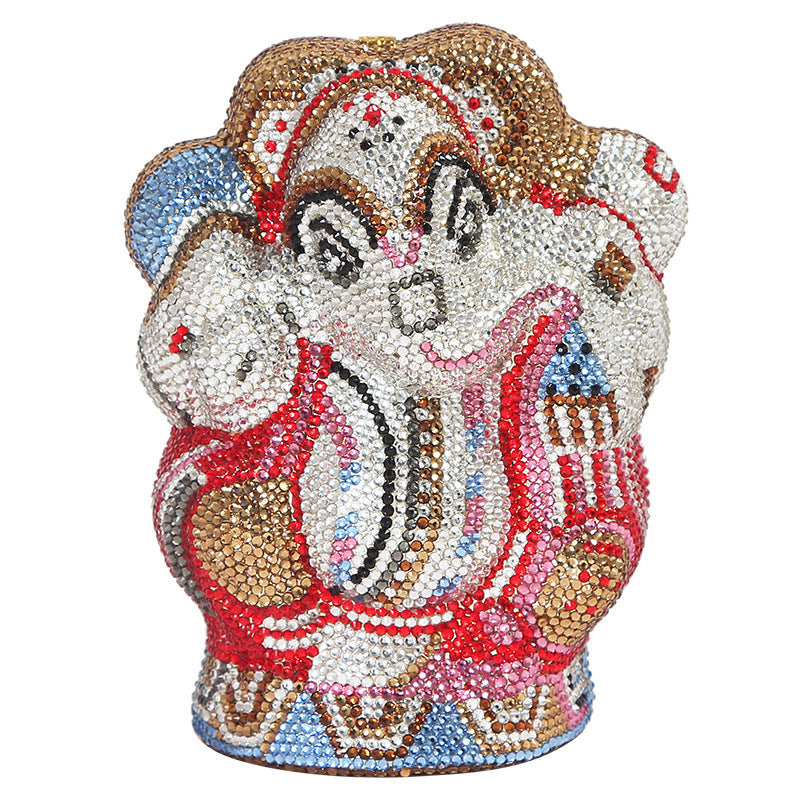 Sac à Main Femme Strass Éléphant Fait à la Main avec Chaîne