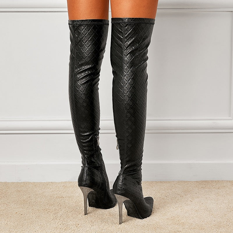 Bottes hautes extensibles noires amincissantes avec talon aiguille fin – Automne & Hiver