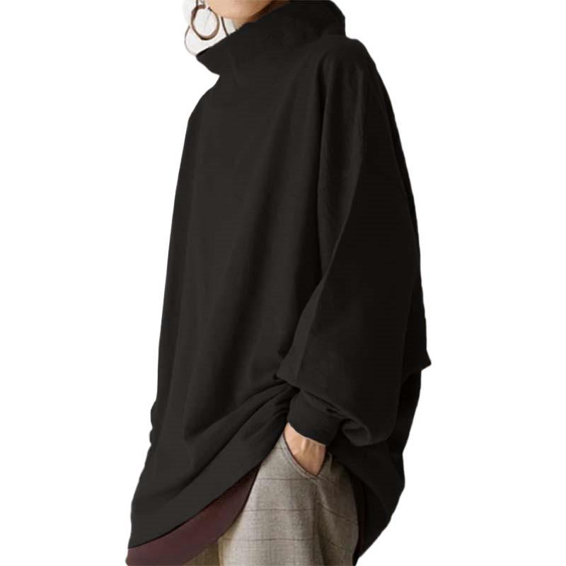 Women's Loose Cotton Blend Pullover Sweater in Khaki, Black, Blue