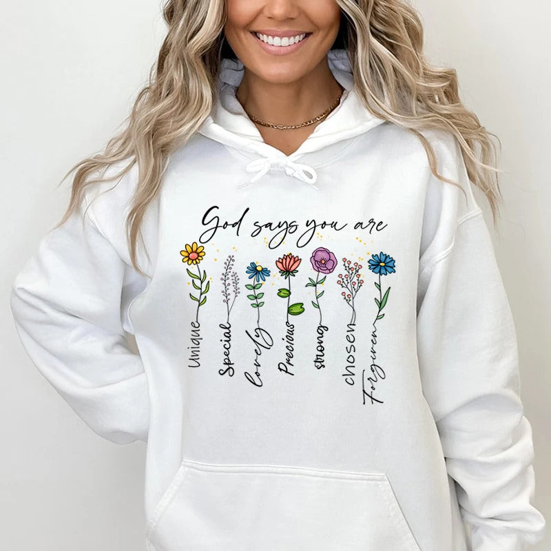 Funny Flower God Says You Are Unique Special Print Pullover