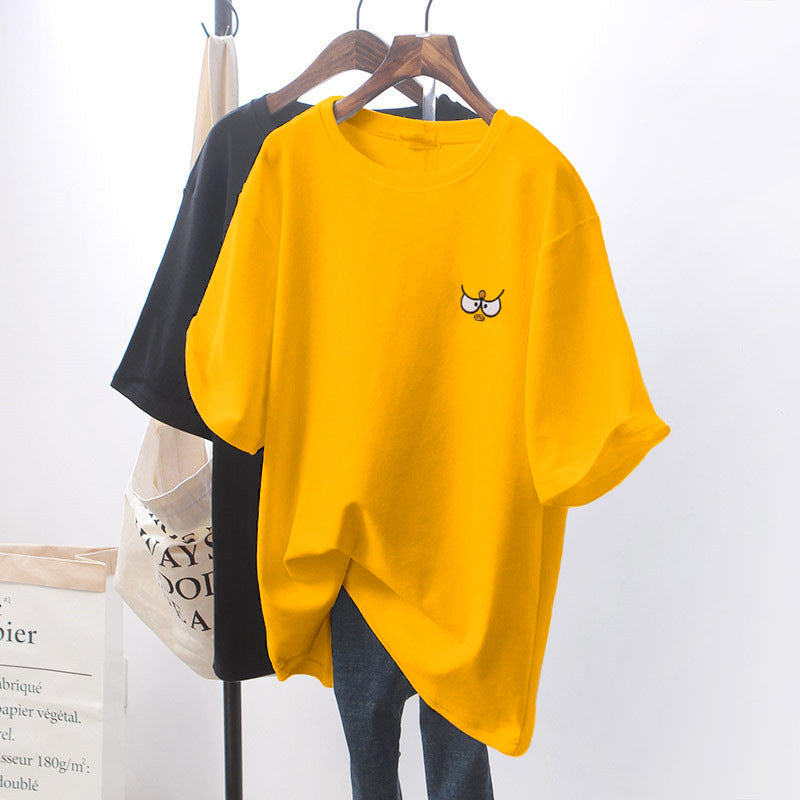 Design Sense Chic White Loose Short-Sleeve T-Shirt for Women