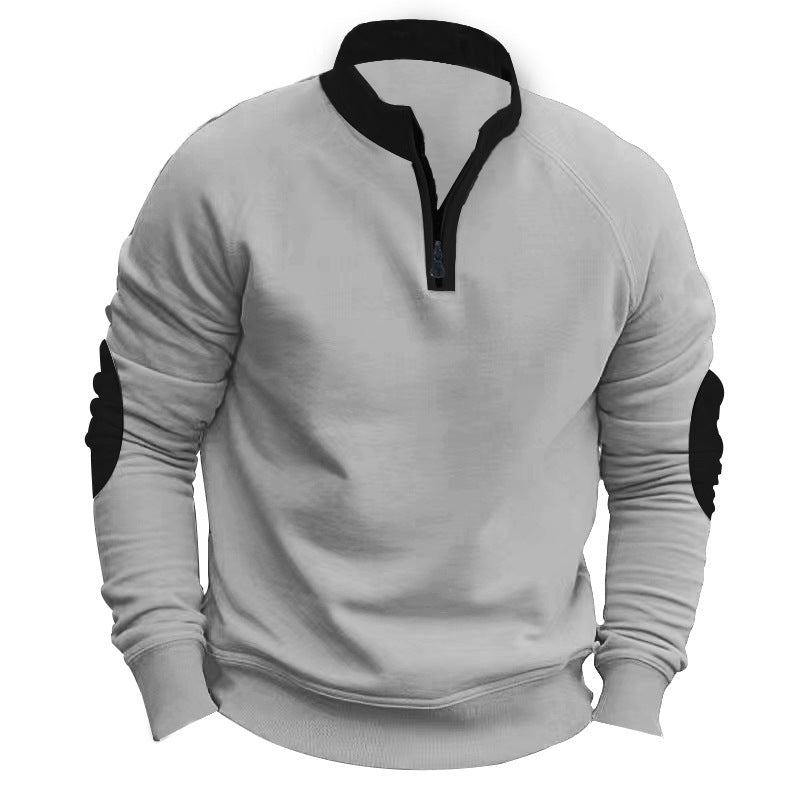 Stand Collar Half Zip Pullover Long Sleeve Coat