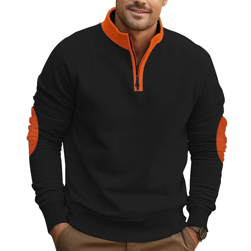 Stand Collar Half Zip Pullover Long Sleeve Coat