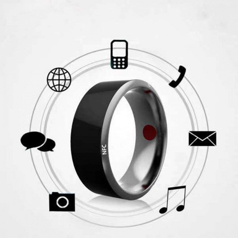 Black Technology Titanium Steel Smart Bluetooth Ring with Temperature and NFC - Sizes 6-12
