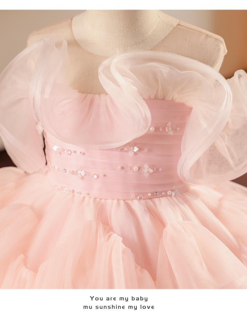 Robe jupon rose de performance pour piano, princesse, pour filles
