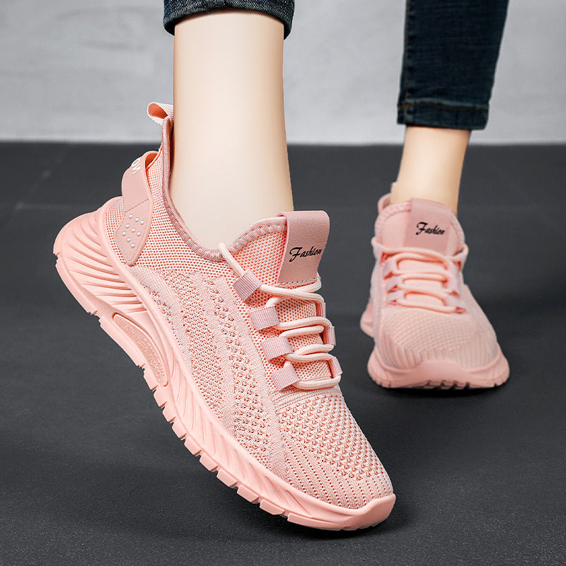 Women’s Lightweight Breathable Mesh Lace-Up Flat Sports Sneakers